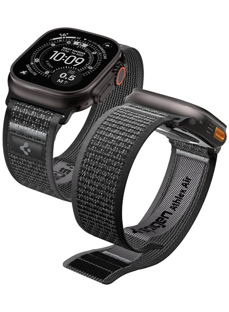 Spigen Athlex Air 2 Apple Watch Band for Apple Watch Ultra 3/2/1 49mm, Series 10 46mm, 9/8/7 45mm, SE2/SE/6/5/4 44mm, 3/2/1 42mm Adjustable Loop Band Strap - Active Black Gray - Image 1